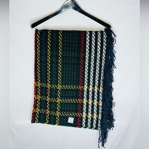ASOS Plaid Fringe Scarf – Green Tartan Winter Scarf Oversized Cozy Wrap